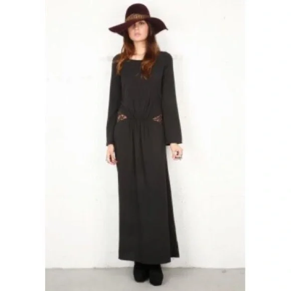 For Love And Lemons | Dresses | For Love Lemons Mulholland Maxi Dress Black  Long Bell Sleeve Lace Inset | Poshmark